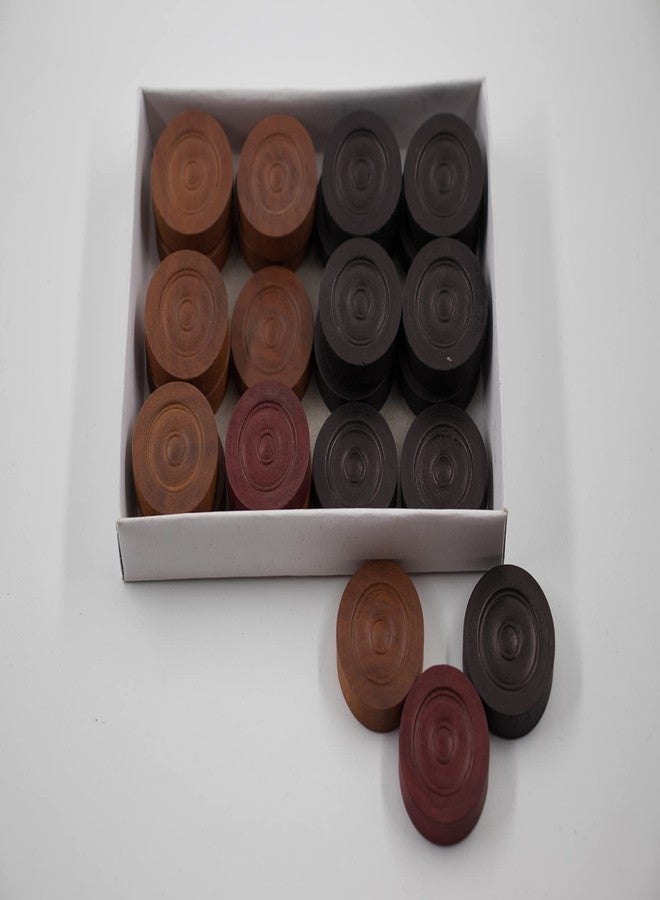 سينكو قطع لعبة الكاروم الخشبية من سينكو فينيت، 24 قطعة (11 قطعة بنية، 11 قطعة سوداء، 2 قطعة حمراء) - Image 3